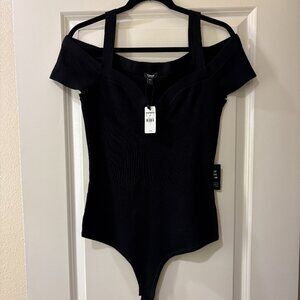 Express Black Sweater Bodysuit, Large